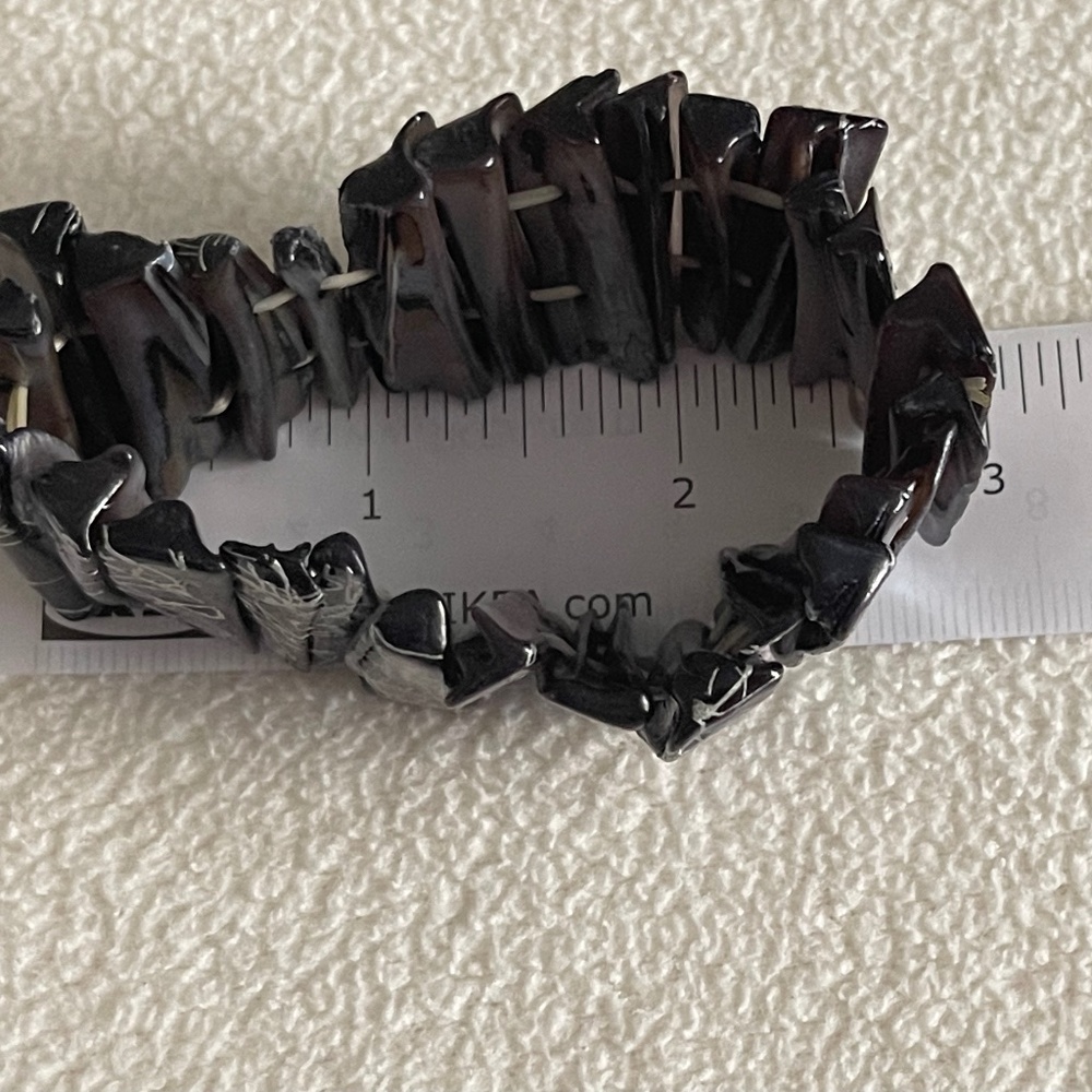 Chunky Abalone Shell Bracelet | Stretch Silver & Blue - Picture 8 of 9